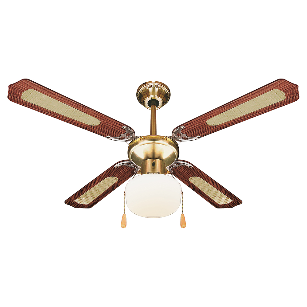 Ventilatore/lampadario a soffitto 4 pale Ø106cm marrone, Kooper