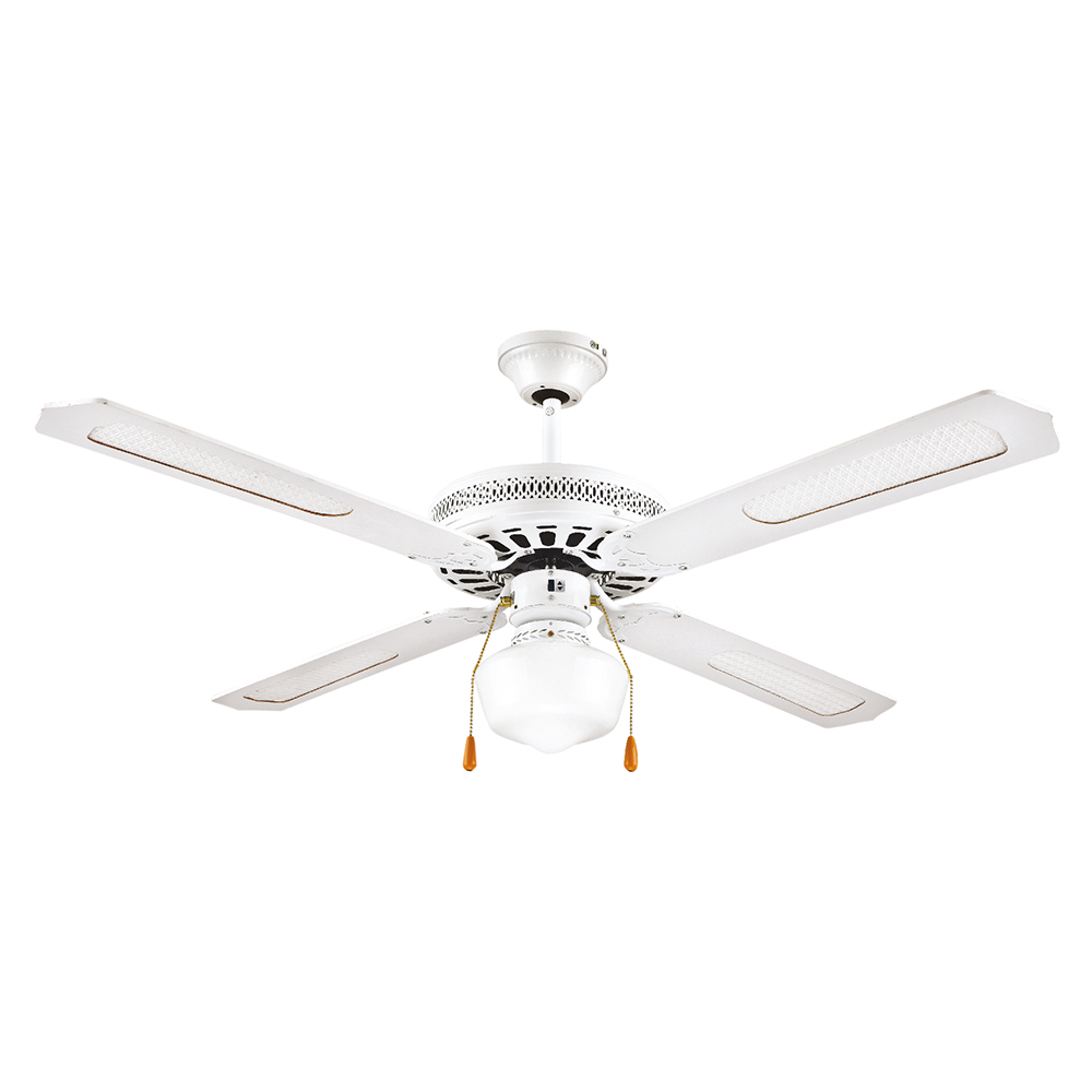 Ventilatore/lampadario a soffitto 4 pale Ø130cm bianco, Kooper