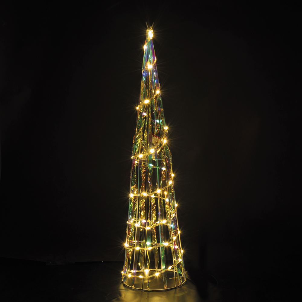 Albero a cono luminoso h. 80 cm, 60 microled, bianco caldo, Santa's House