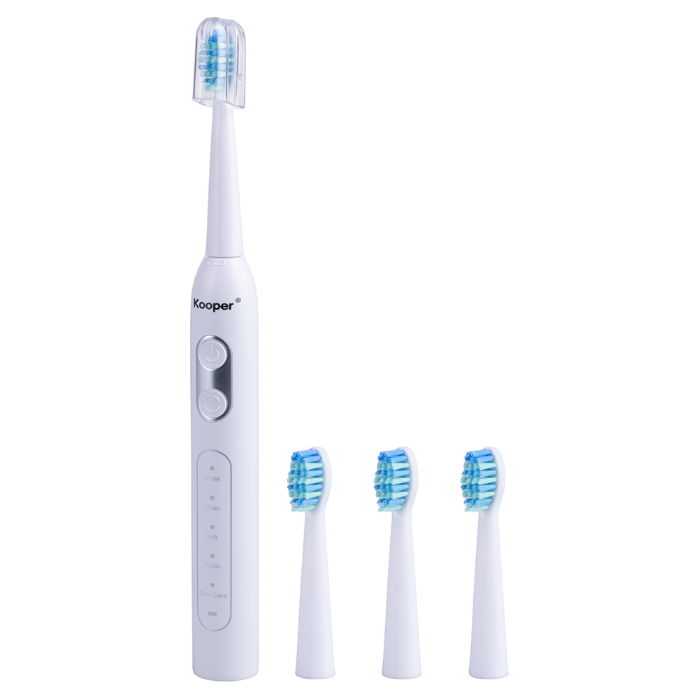 Spazzolino sonico elettrico ricaricabile 5 modalità, bianco, Kooper