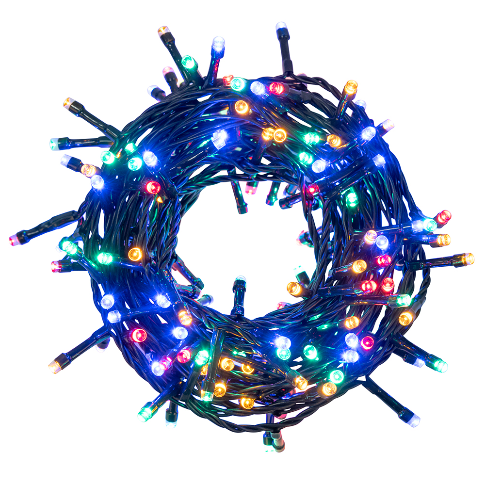 Filo 180 led multicolor 8 m, uso esterno, 8 giochi luce, Santa's House