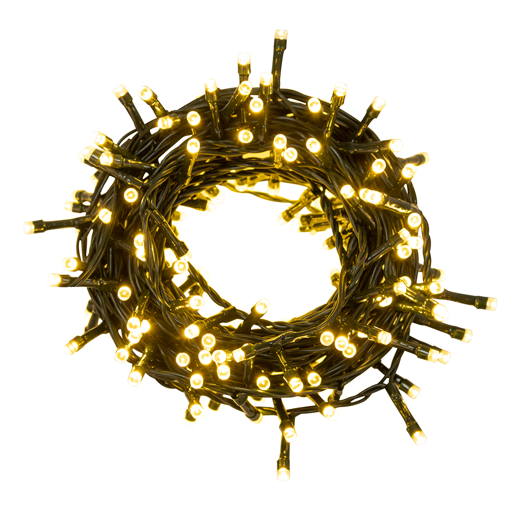 Filo 180 led bianco caldo 8 m, uso esterno, 8 giochi luce, Santa's House