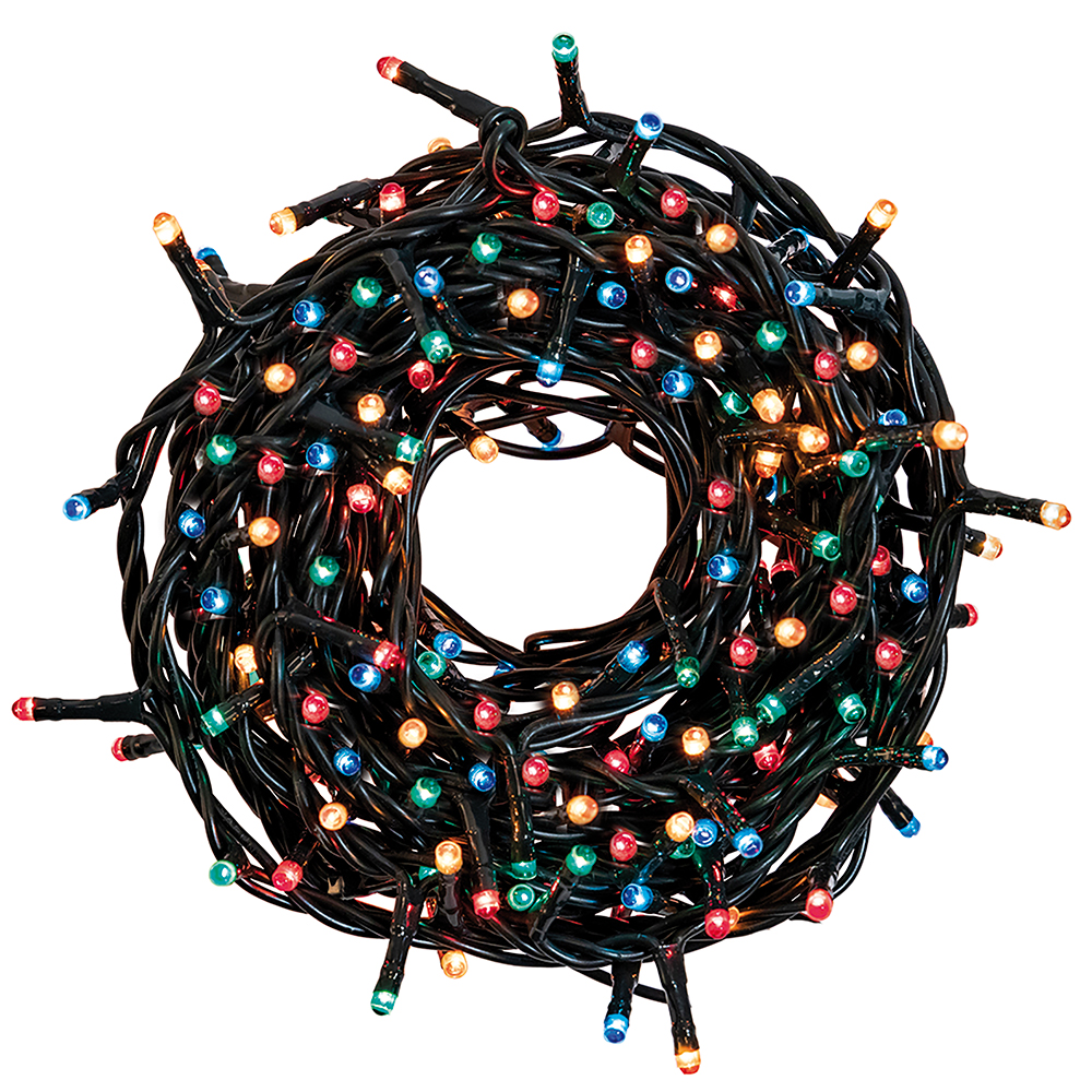 Filo 1000 led multicolor, 49,95 m, uso esterno, 8 giochi luce, Santa's House