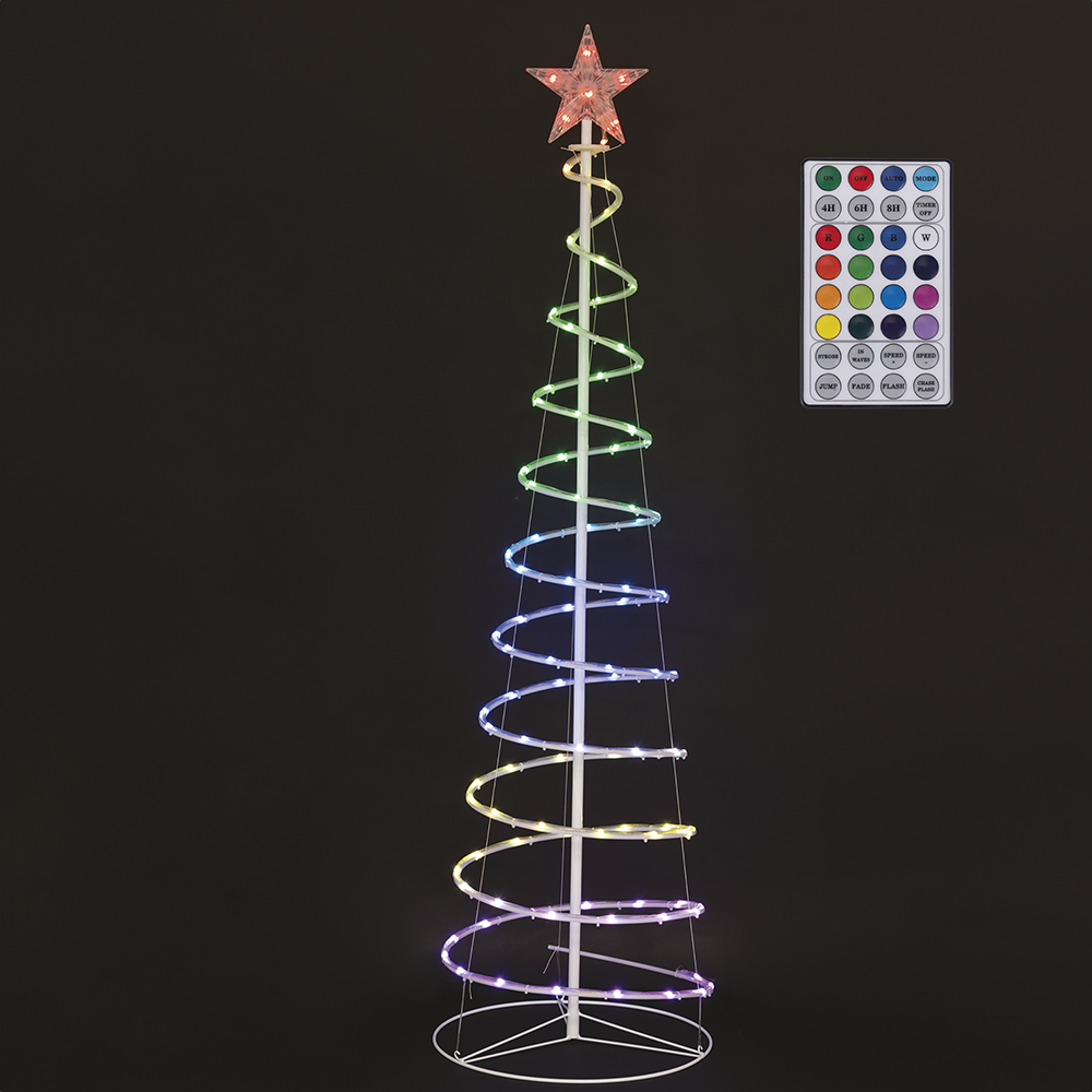 Albero a spirale 32 giochi luce  RGB h.180 cm, Santa's House
