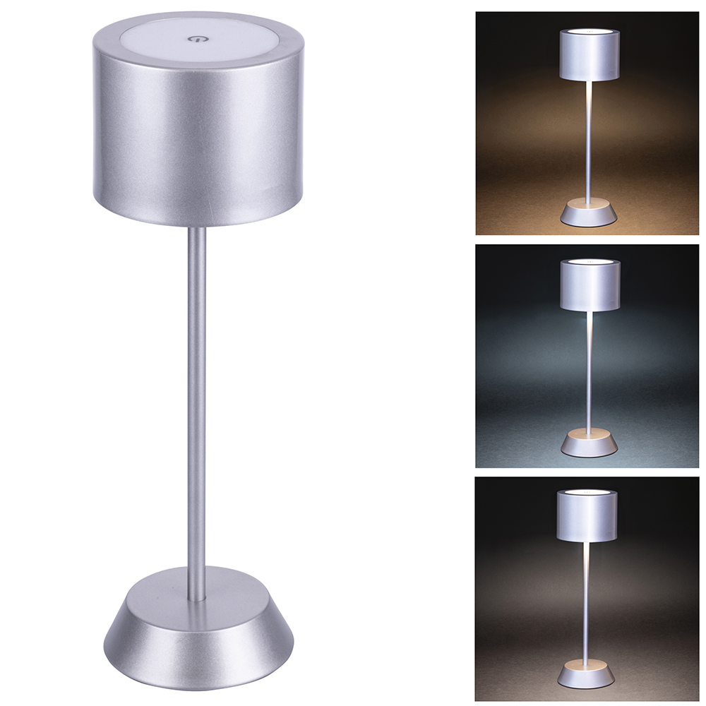 Lampada da tavolo touch ricaricabile, silver, Aladina