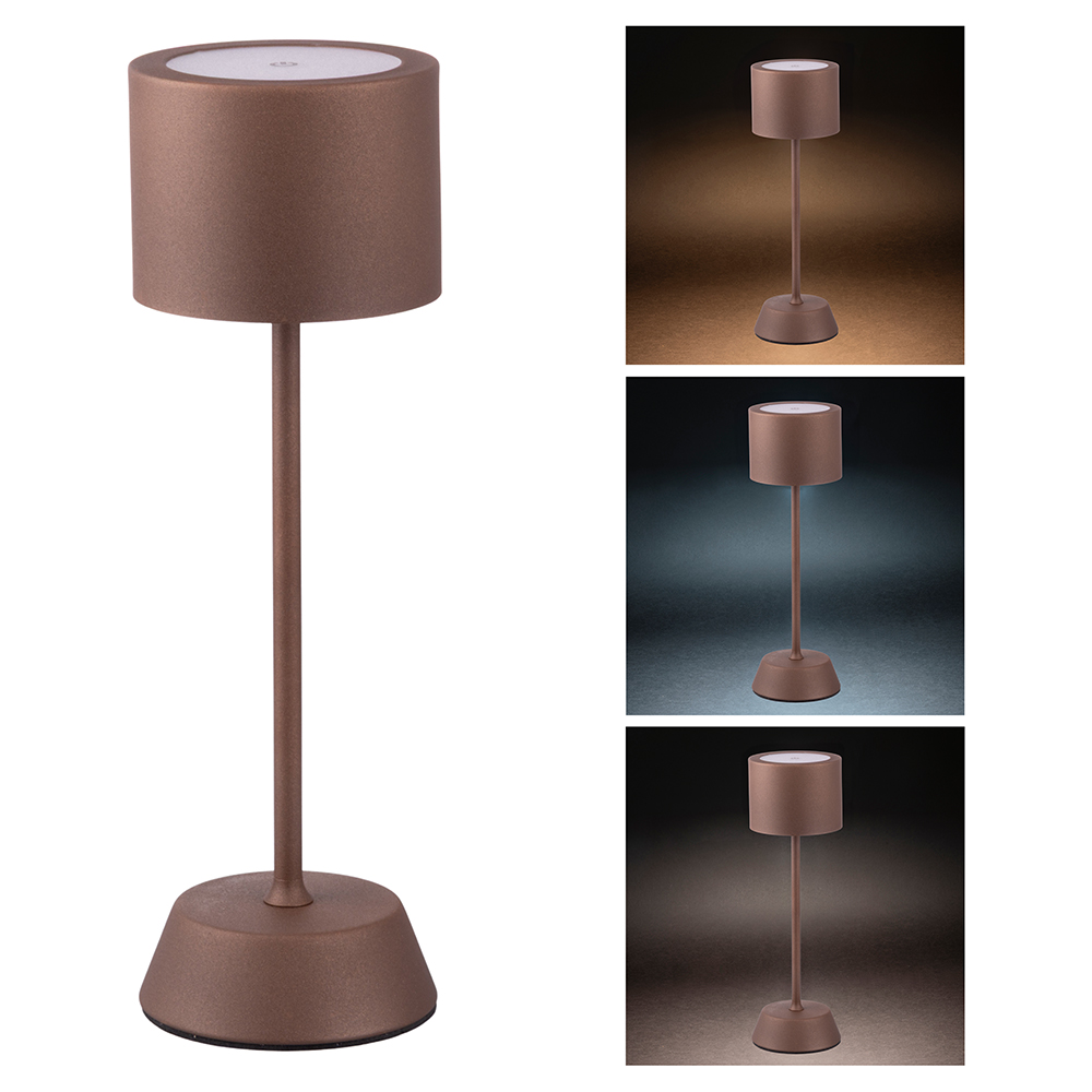 Lampada da tavolo touch ricaricabile, marrone, Aladina