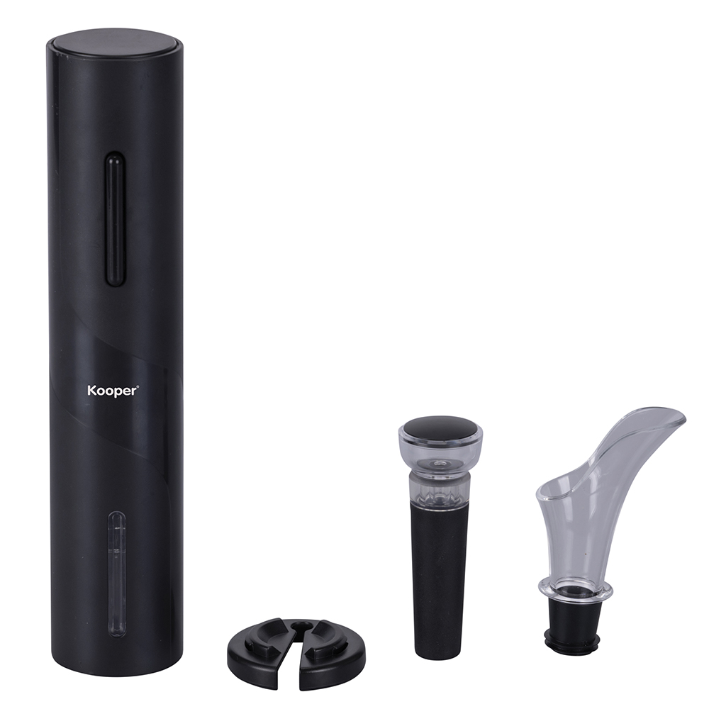 Set vino 4 accessori, apribottiglie elettrico, Kooper