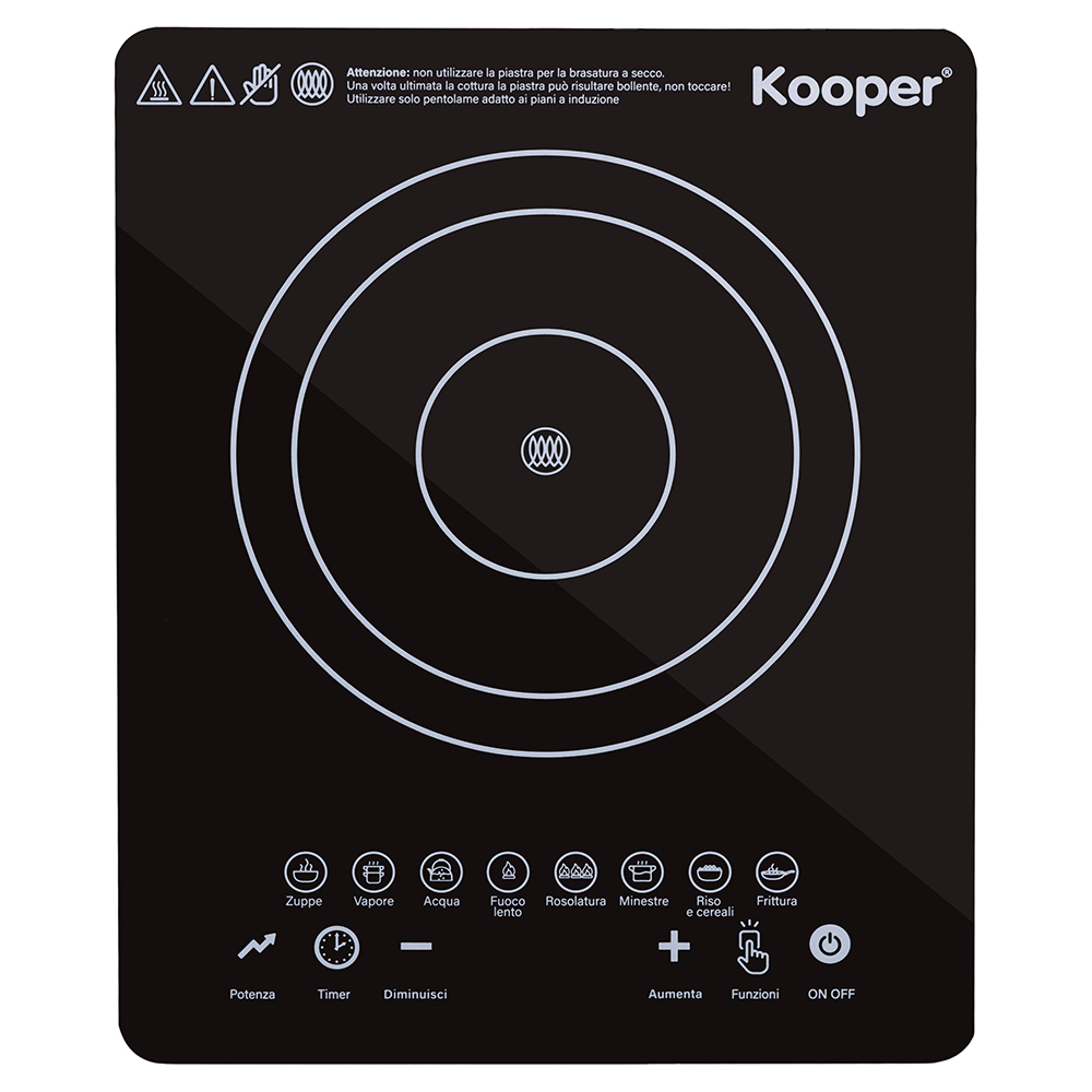 Piastra a induzione, 8 programmi automatici, 1500W, nera, Kooper