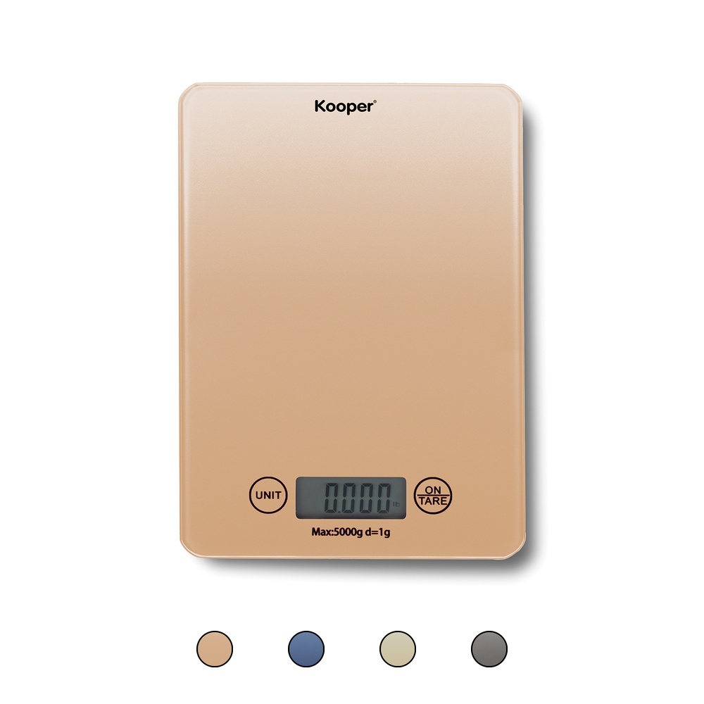 Bilancia da cucina digitale 5 Kg, top in vetro temperato, Kooper
