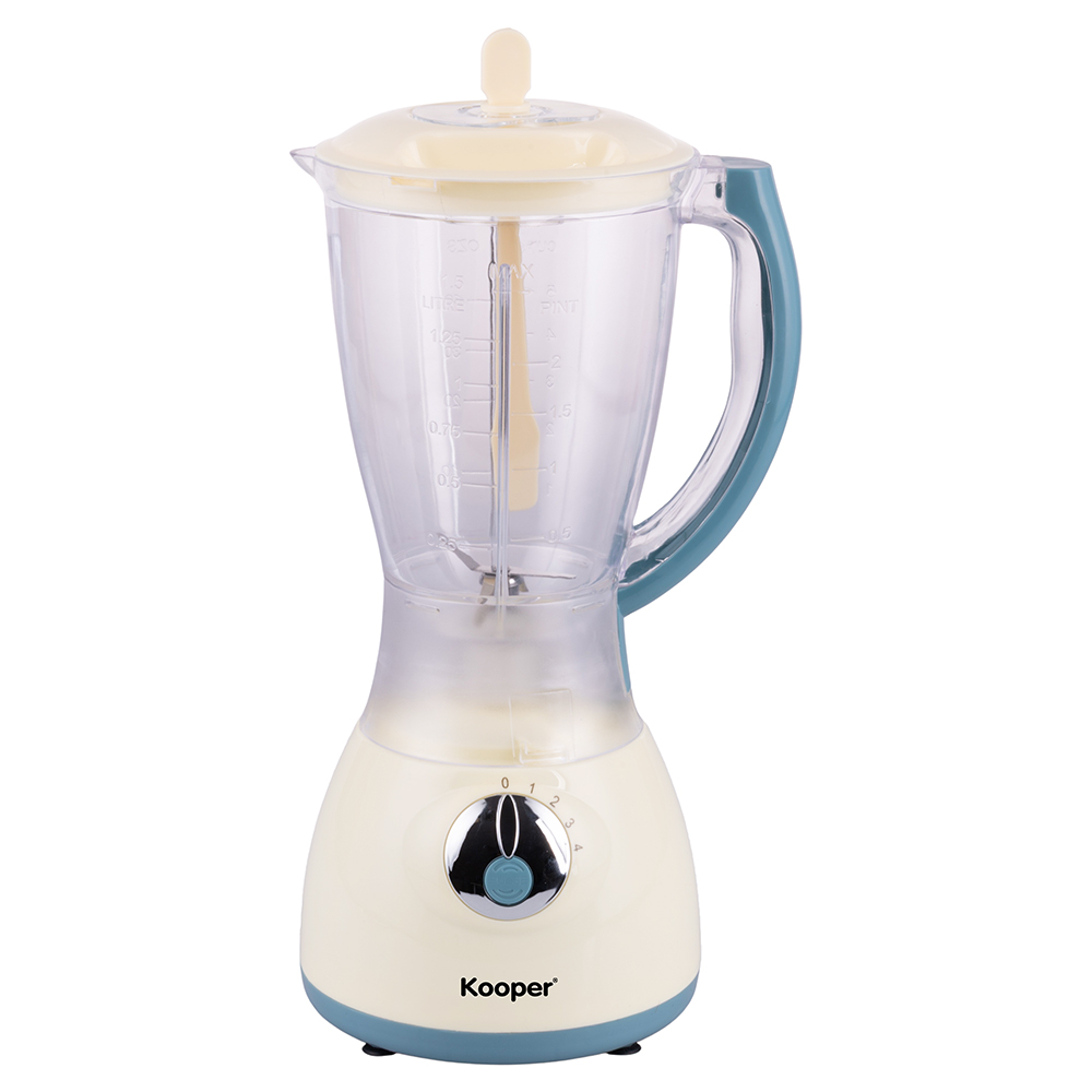 Frullatore elettrico 1,5 L, 4 velocità, funzione Pulse, 350 W, avorio e azzurro, Kooper