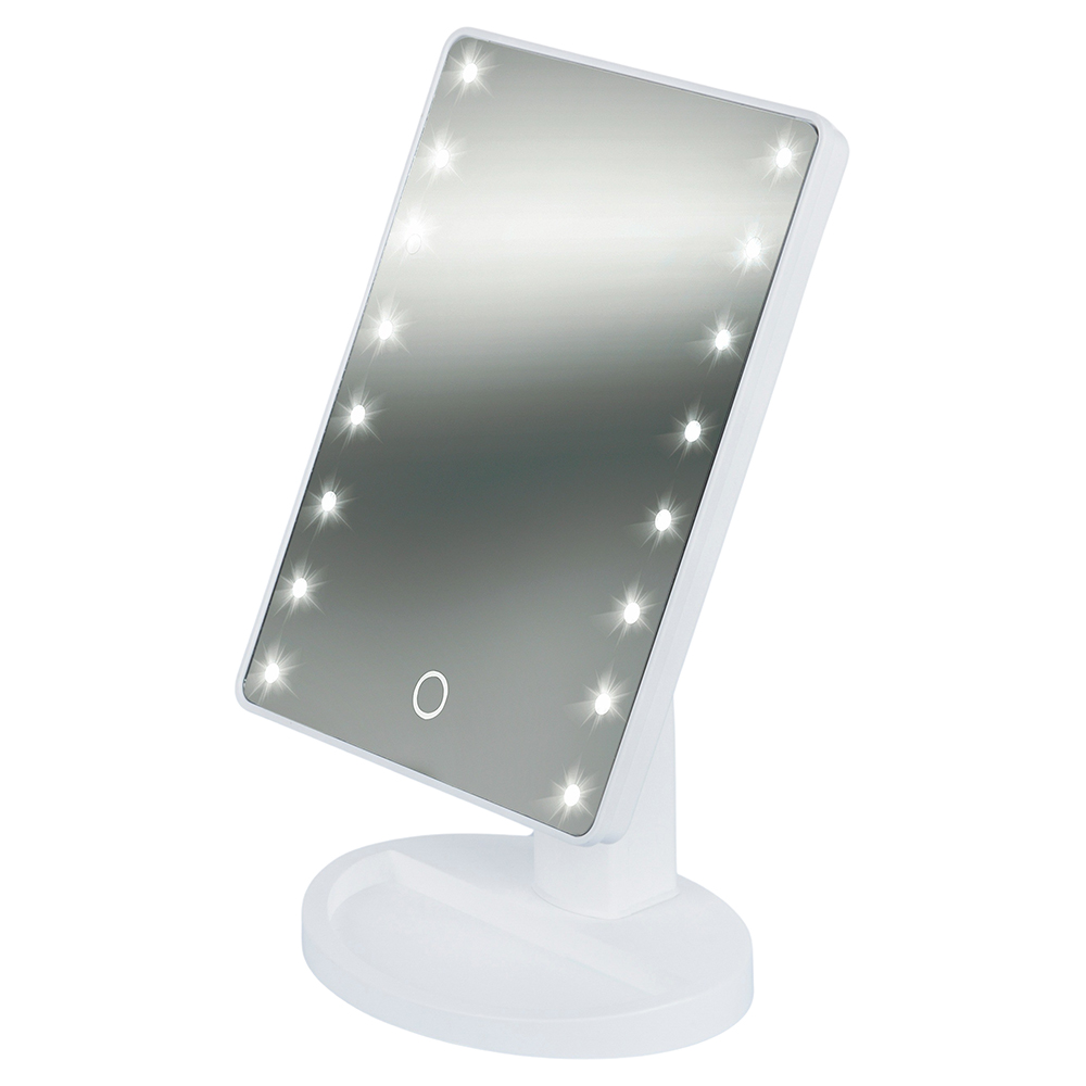 Specchio make-up 16 led, a batteria, 16x22 cm, bianco, Kooper