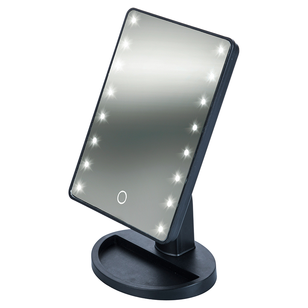 Specchio make-up 16 led, a batteria, 16x22 cm, nero, Kooper