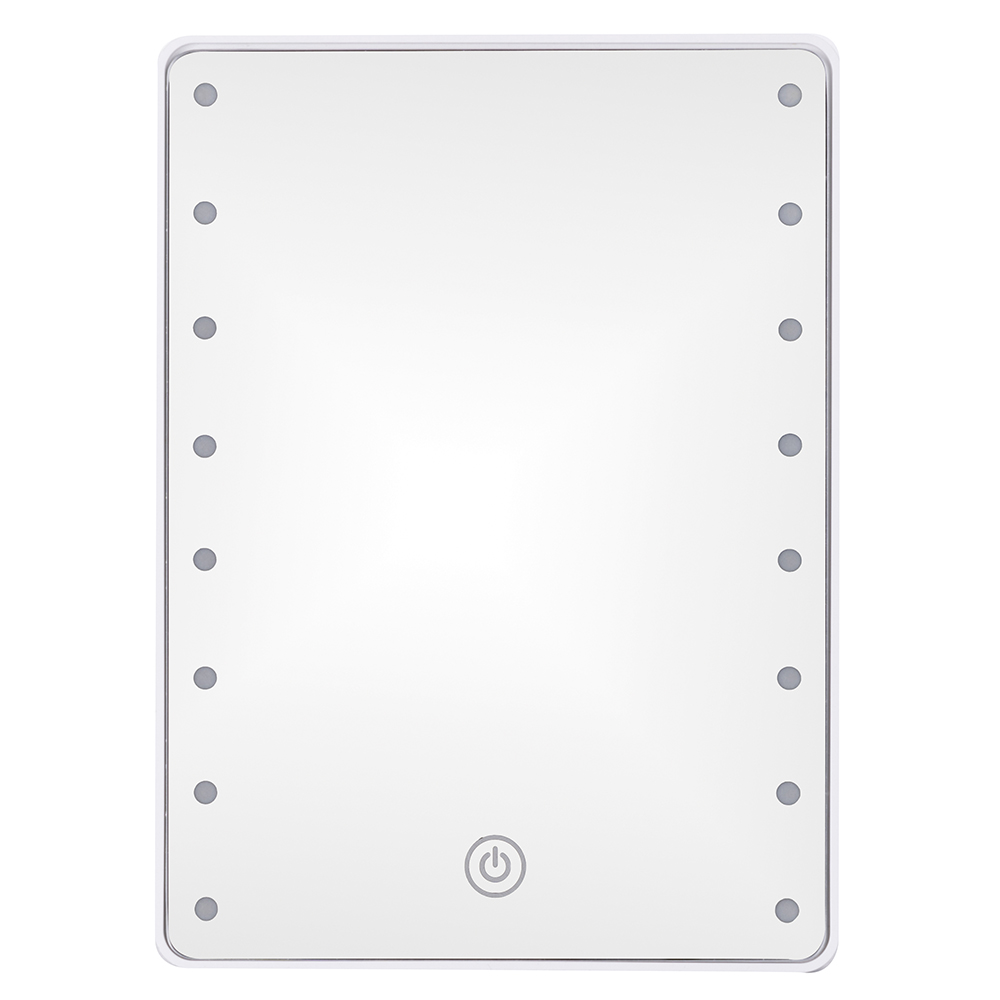 Specchio make-up 16 led, a batteria, 16,5x22 cm, bianco, Vanity