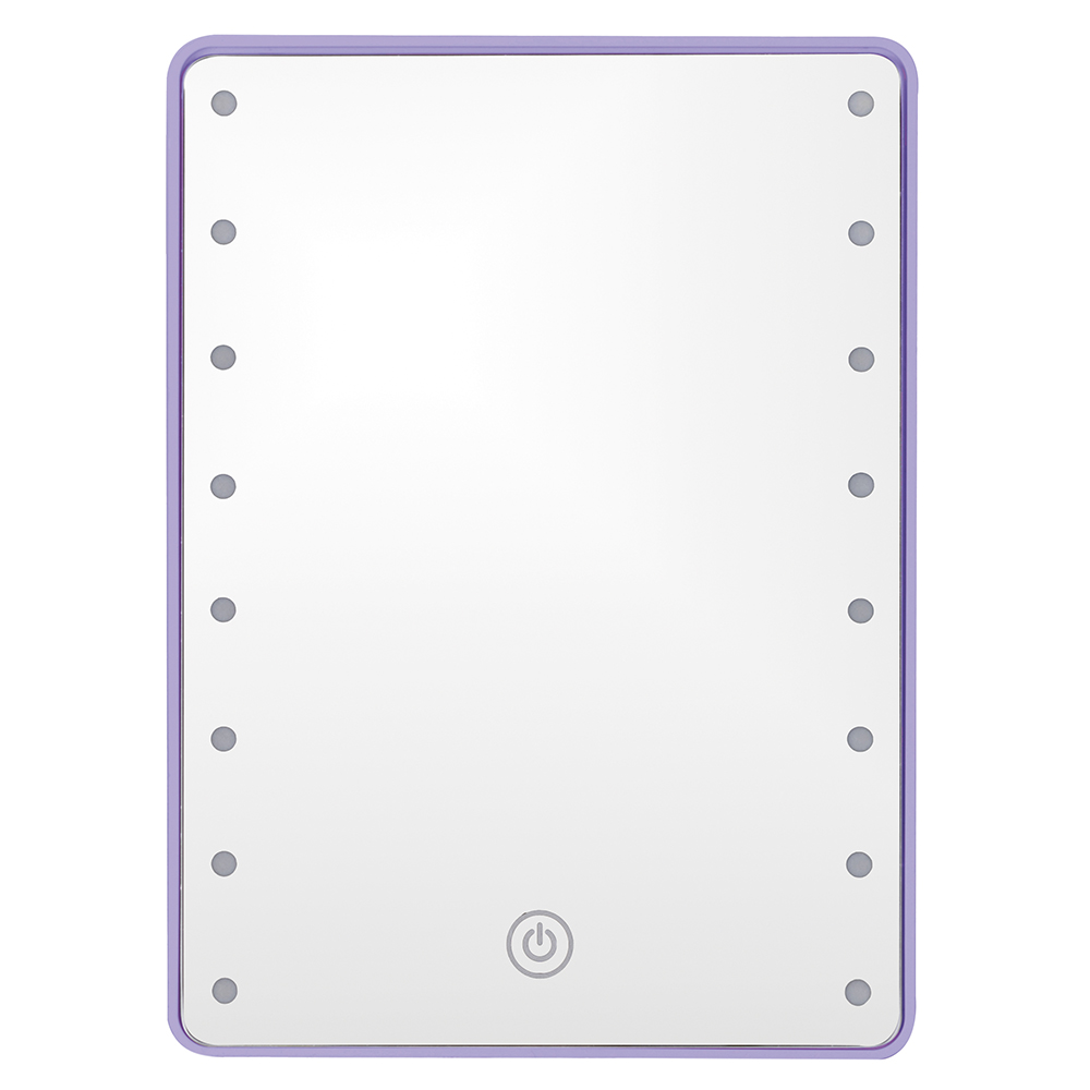 Specchio make-up 16 led, a batteria, 16,5x22 cm, lilla, Vanity