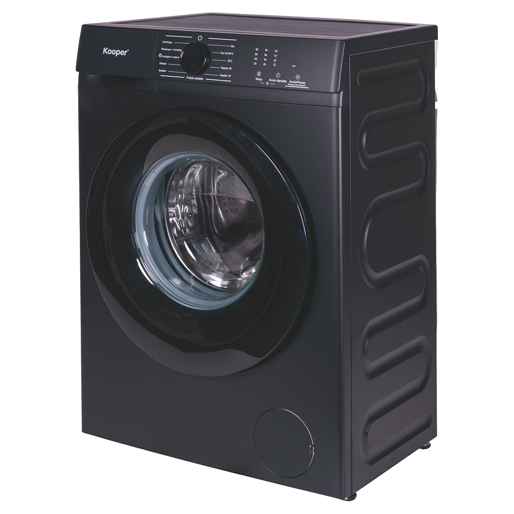 Lavatrice 6 Kg slim, 11 programmi automatici, nero, Kooper
