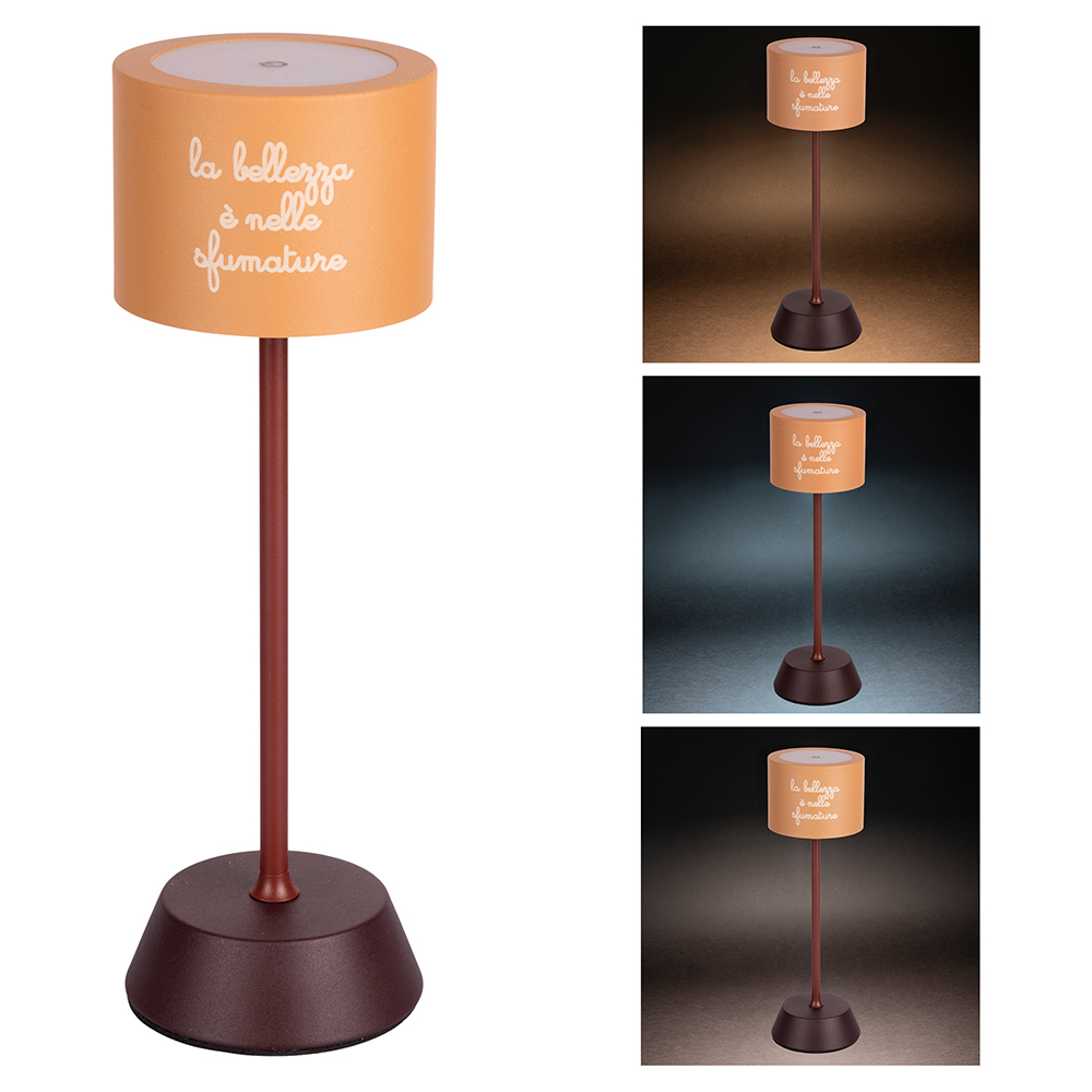 Lampada da tavolo touch ricaricabile, marrone, Aladina Nuances