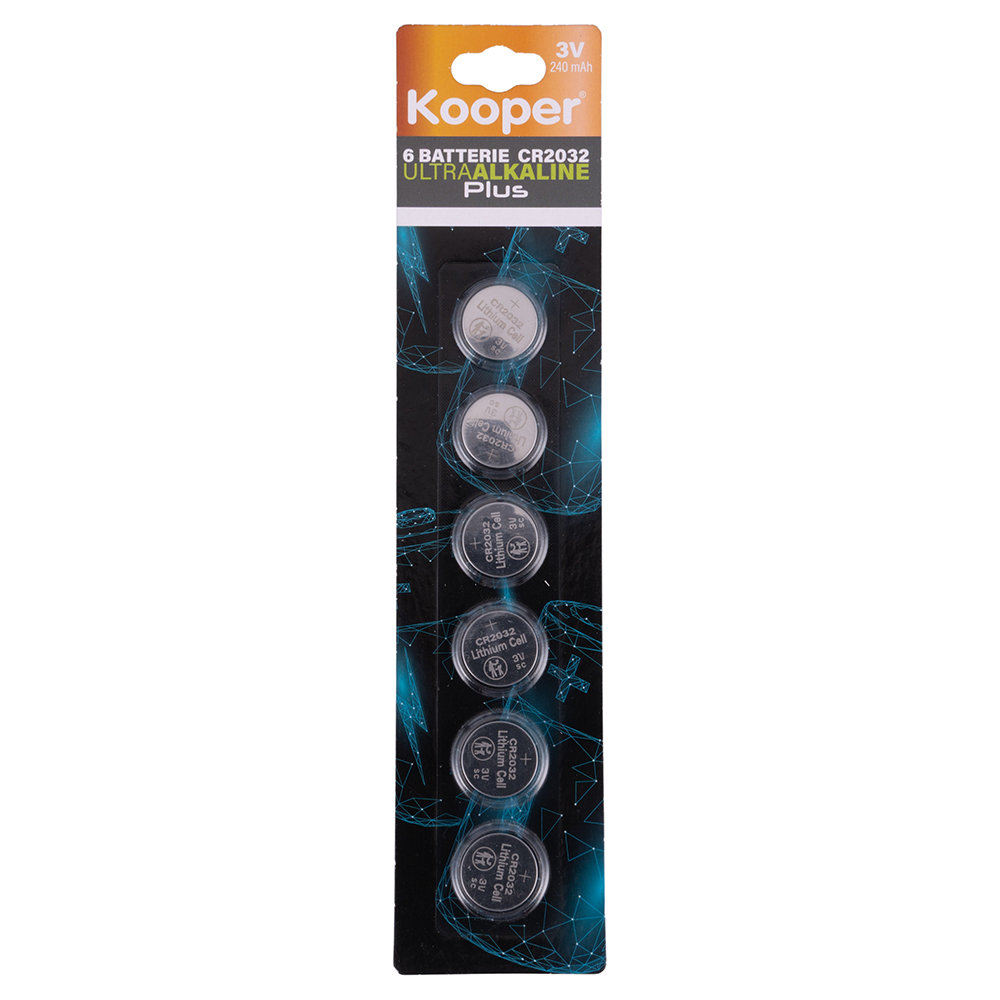 Set 6 batterie a bottone CR2032 3.0V, Kooper