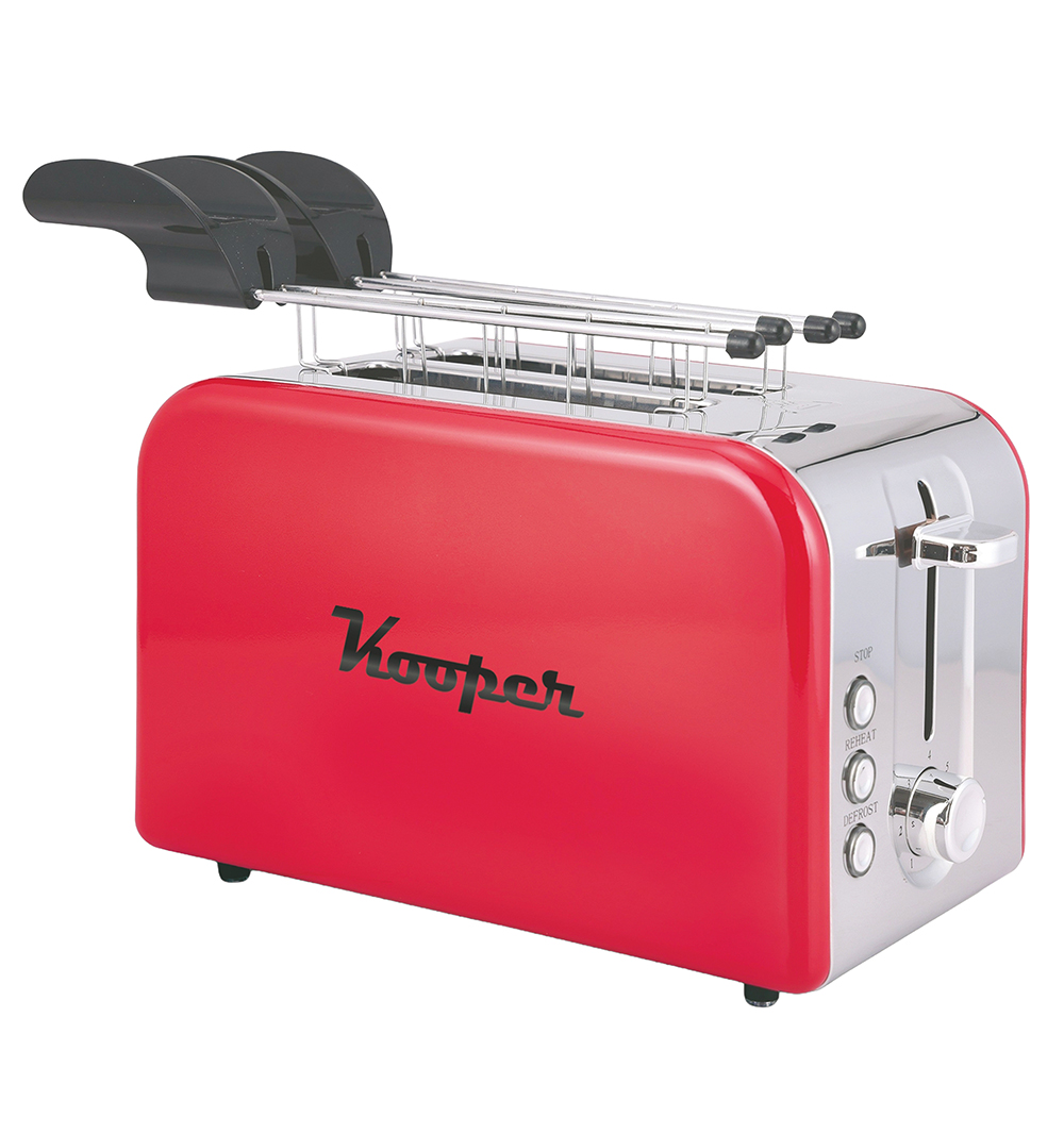 Tostapane 2 aperture 700-850 W, con pinze, rosso, Kooper