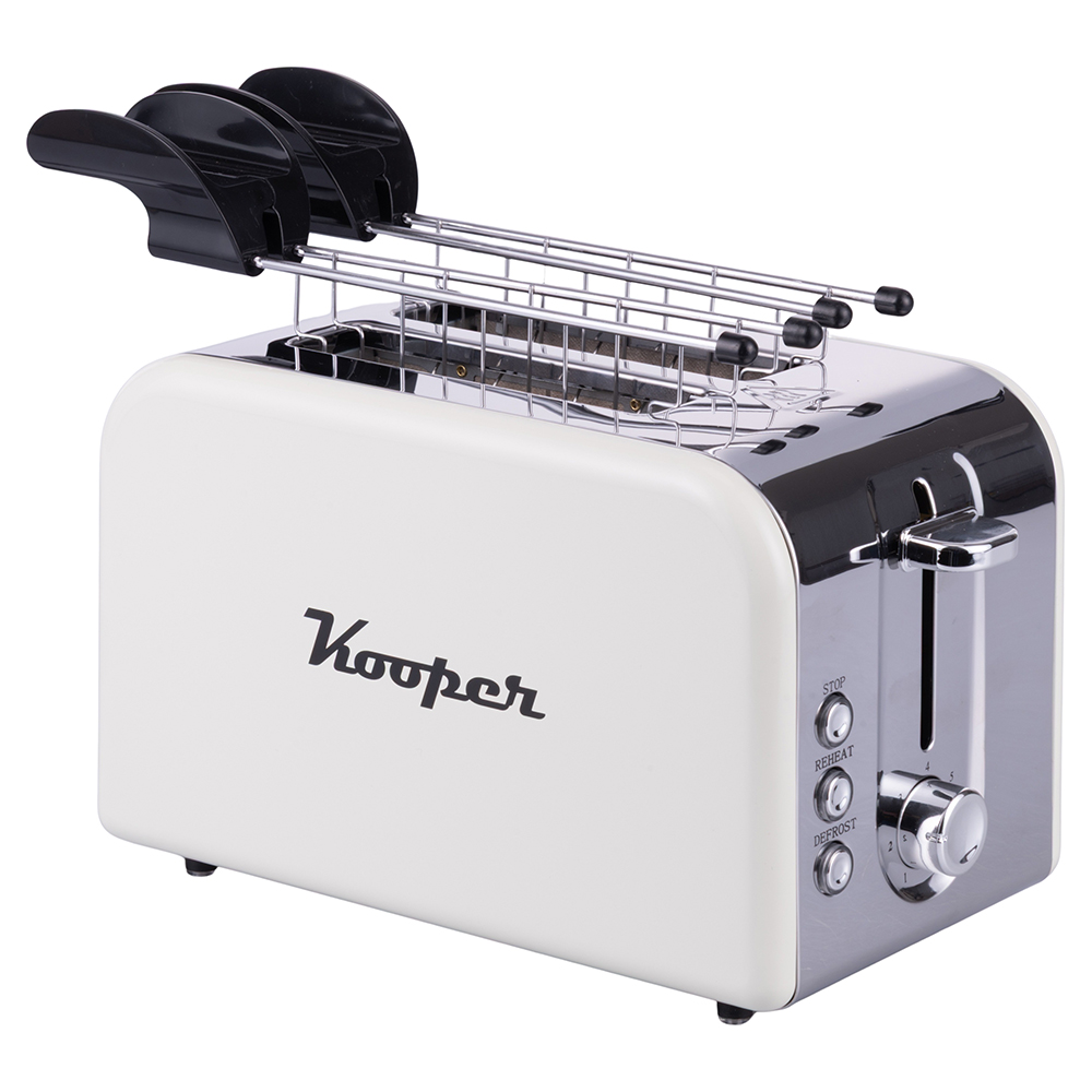 Tostapane 2 aperture 700-850 W, con pinze, avorio, Kooper
