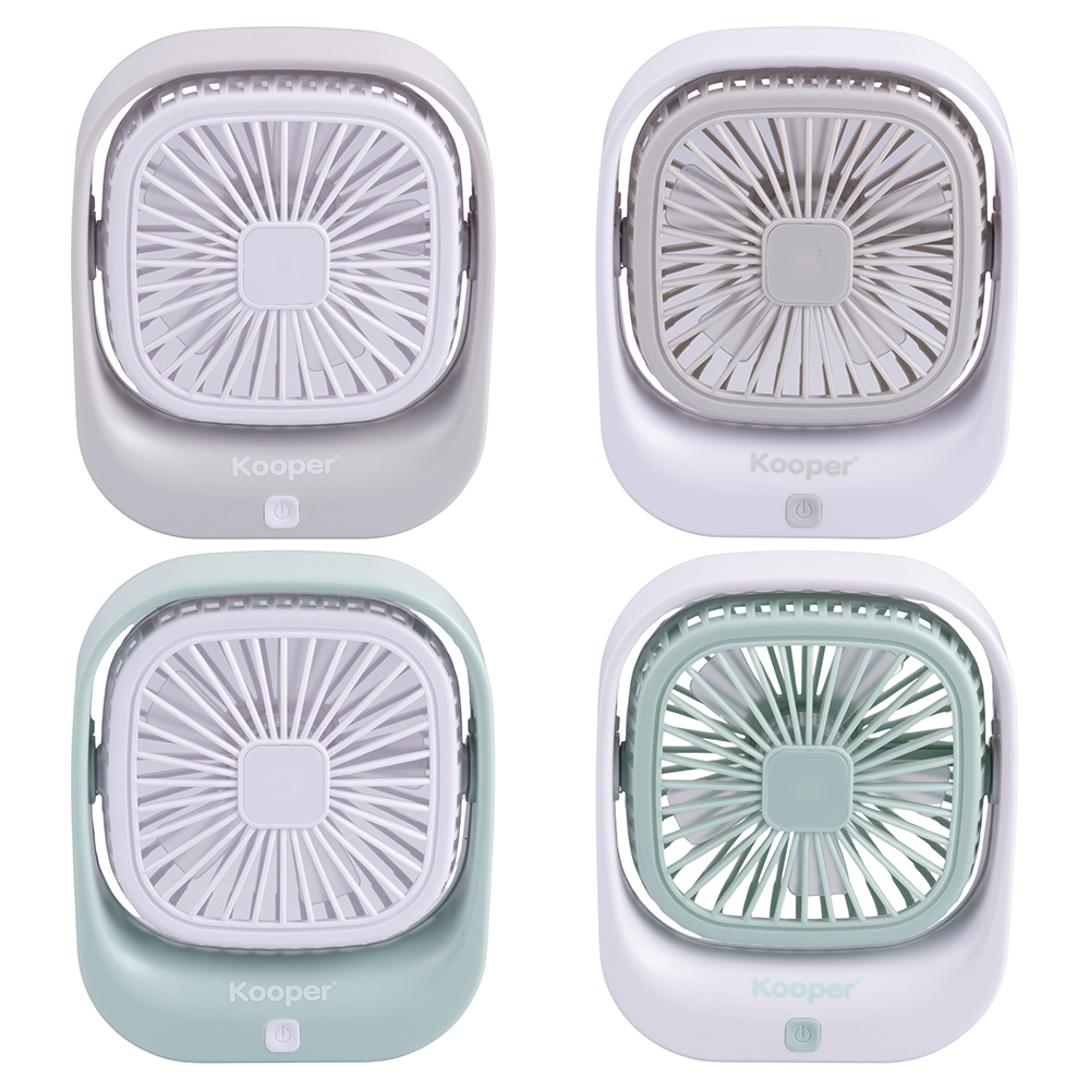 Mini ventilatore da tavolo ricaricabile con USB, 3 velocità, Kooper