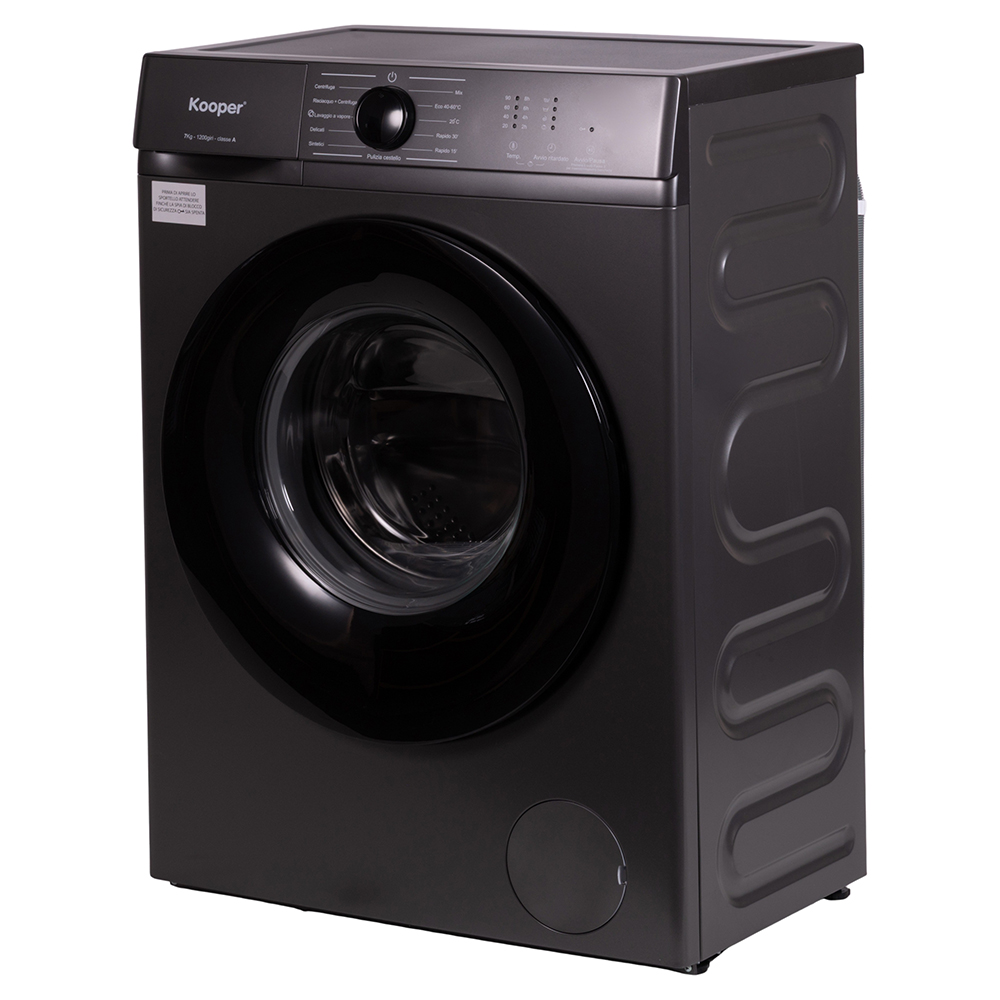 Lavatrice 7 Kg slim, 11 programmi automatici 1200 RPM, grigio, Kooper