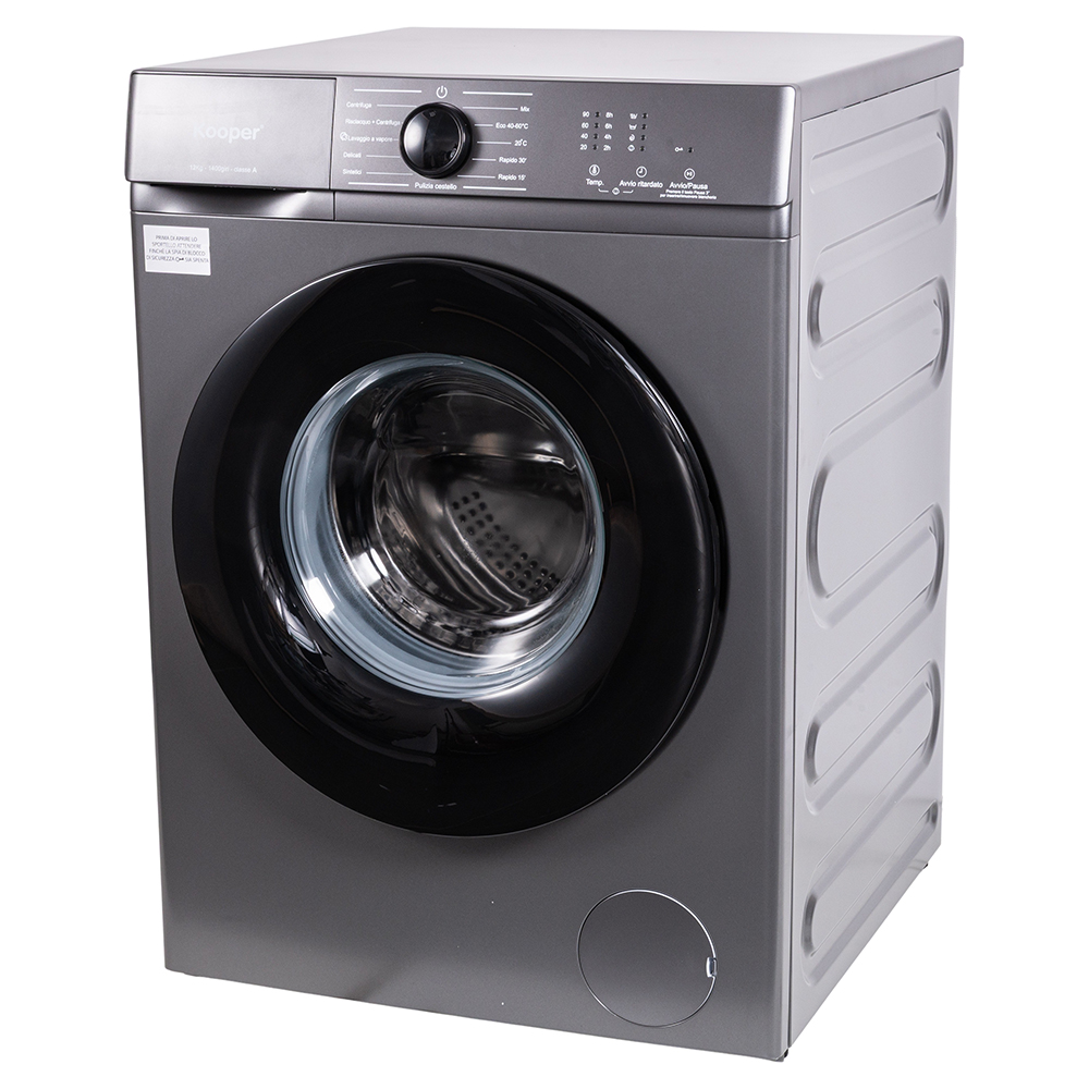 Lavatrice 12 Kg slim, 11 programmi automatici 1400 RPM, grigio, Kooper