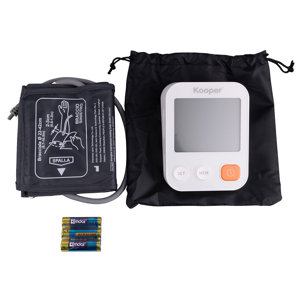 Misuratore di pressione arteriosa da braccio a batteria, display LCD, Kooper
