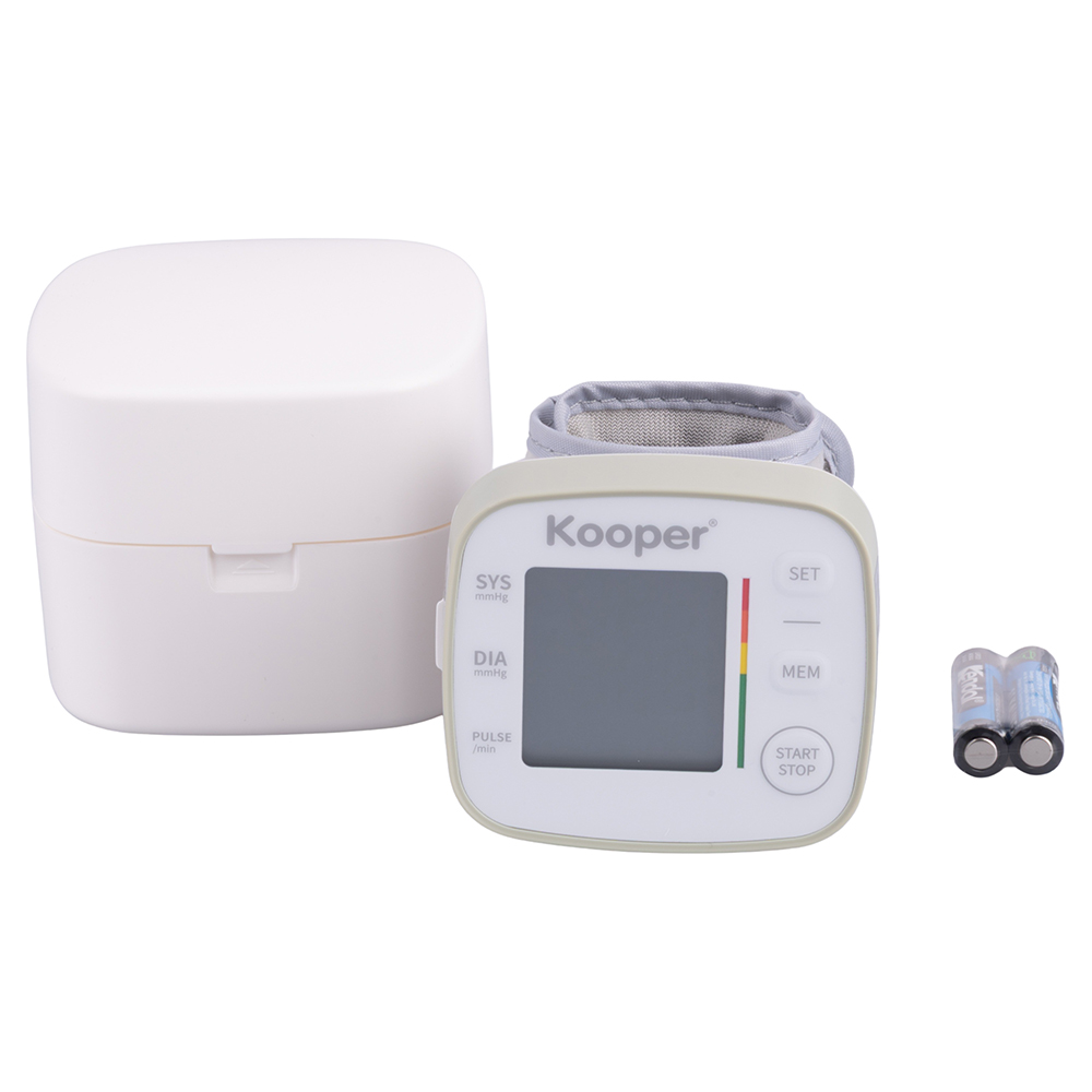 Misuratore di pressione arteriosa da polso a batteria, display LCD, Kooper