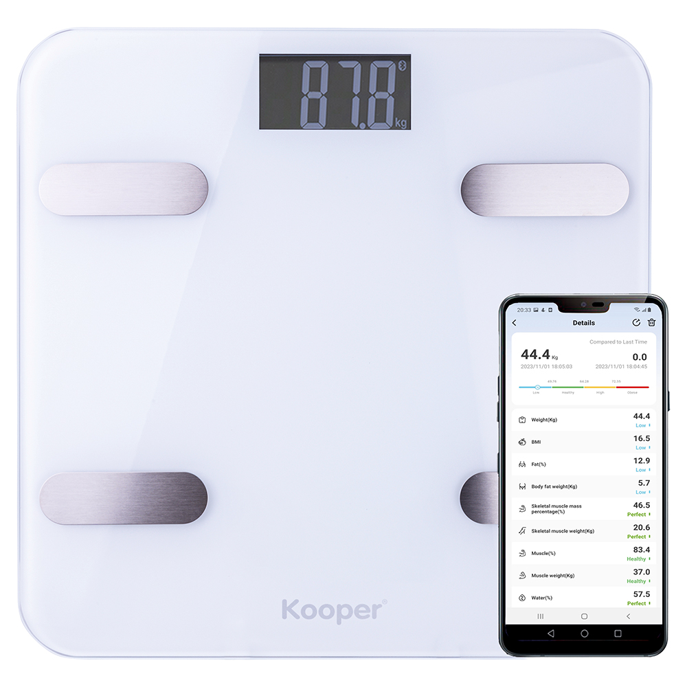 Bilancia Pesapersone analisi corporea, OKOK app, nero, Kooper